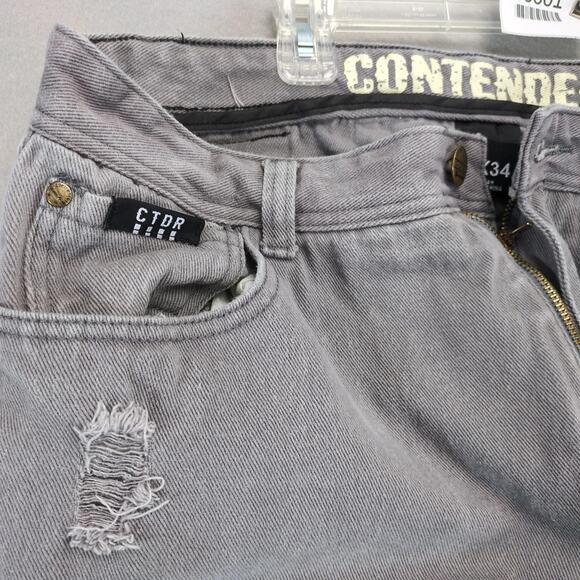 Contender Gray Wash Jeans Men's 36x32 Double Knee Distressed Mid-Rise Streetwear - Picture 4 of 10
